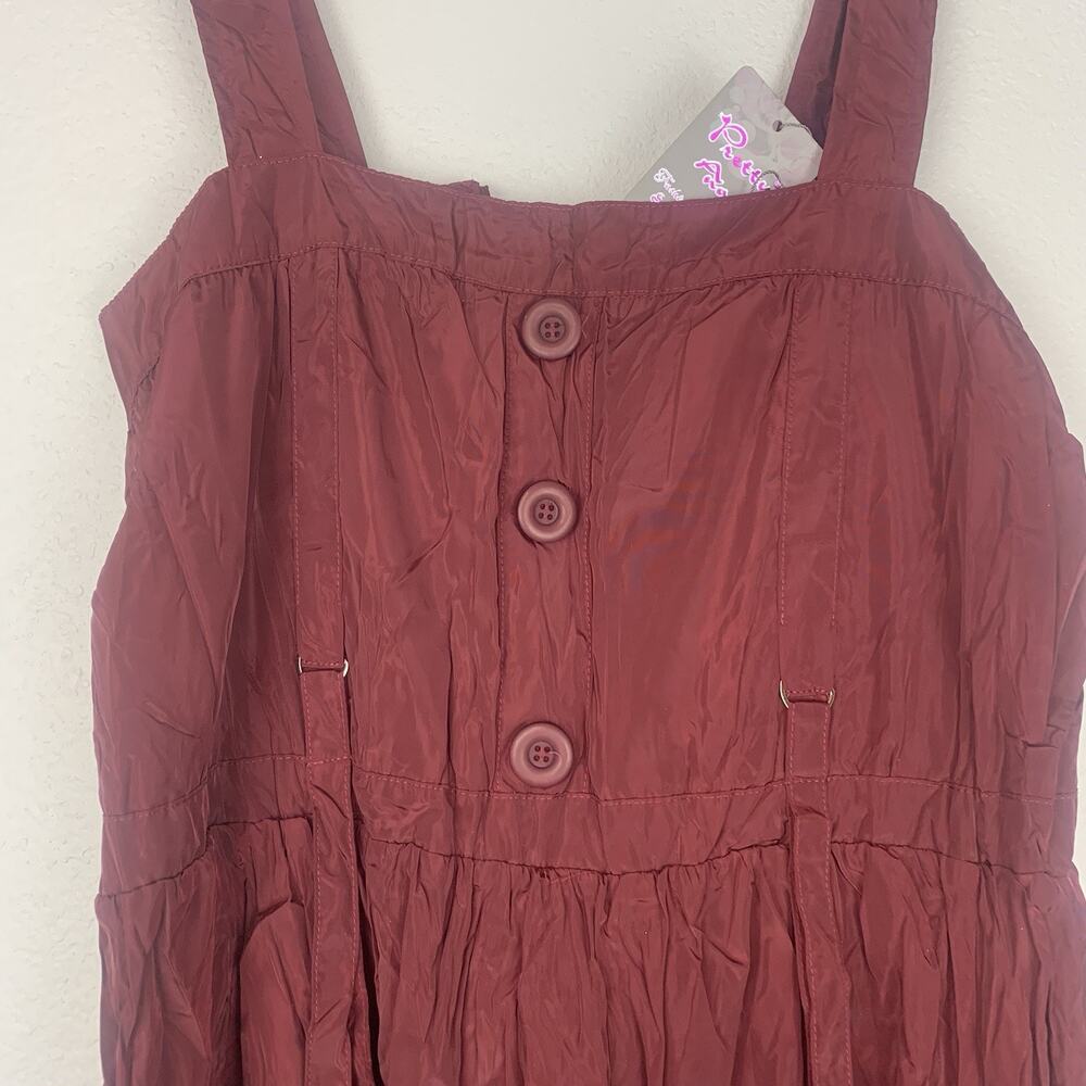 Pretty Angel Dress Womens Large Tiered Silk Blend Boho Whimsigoth Beaded‎ Maroon - Picture 2 of 11